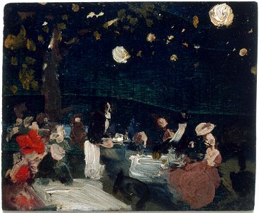 Robert Earle Henri - Café by Night with Japanese Lanterns - 2002.419 - Museum of Fine Arts