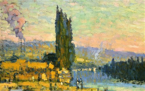 Robert Antoine Pinchon, 1908-09, Peupliers, coteaux d'Eauplet, oil on canvas, 31 x 49 cm, private collection
