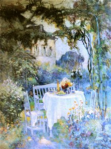 Robert Antoine Pinchon, Le jardin, oil on canvas, 130 x 97 cm