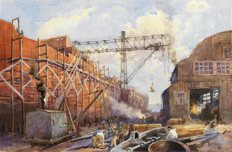 Robert Ford Gagen-Polson Iron Work Yard, Ship War Hydra on Stocks (CWM 19710261-0152)