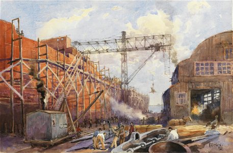 Robert Ford Gagen-Polson Iron Work Yard, Ship War Hydra on Stocks (CWM 19710261-0152)