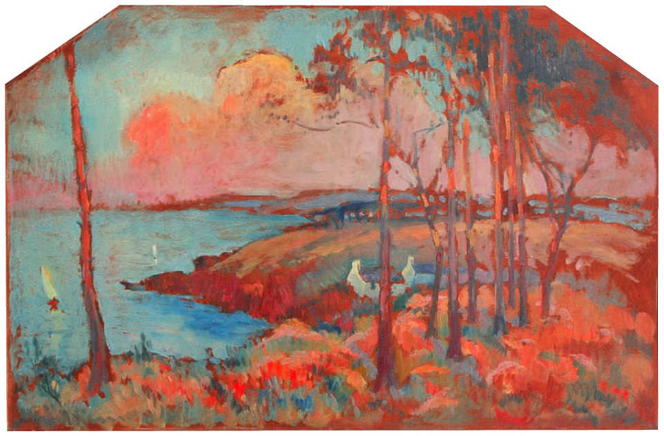 Robert Antoine Pinchon, 1934, Vue de l'Ile de Bréhat, oil on panel, 79 x 120 cm
