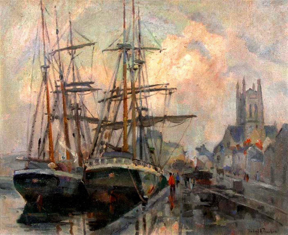 Robert Antoine Pinchon, Le port de Fécamp, oil on canvas, 60 x 73 cm