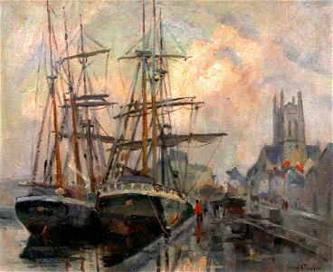 Robert Antoine Pinchon, Le port de Fécamp, oil on canvas, 60 x 73 cm