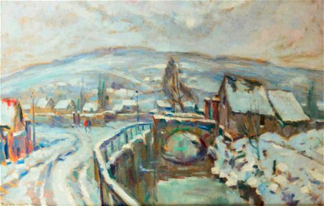 Robert Antoine Pinchon, Le Robec sous la neige aux alentours de Rouen, oil on canvas, 65 x 101 cm