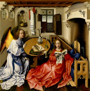 Robert Campin - Triptych with the Annunciation, known as the Merode Altarpiece - Google Art Project crop