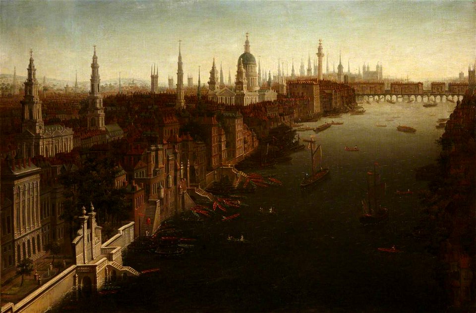 Robert Griffier (c.1675-1760) (attributed to) - View of London with York Steps, St Paul's and Old London Bridge - 247855 - National Trust
