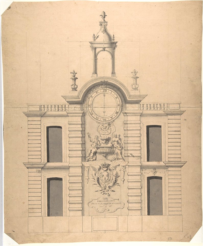 Robert de Cotte, Elevation of the Pompe de la Samaritaine, Paris, ca. 1713–14
