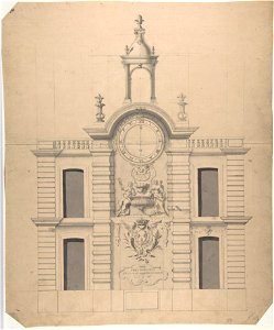 Robert de Cotte, Elevation of the Pompe de la Samaritaine, Paris, ca. 1713–14. Free illustration for personal and commercial use.