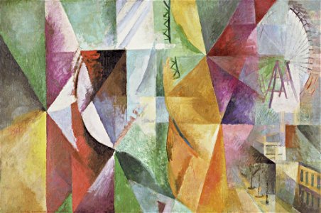 Robert Delaunay - The Three Windows, the Tower and the Wheel - 1912 - Museum of Modern Art. Free illustration for personal and commercial use.