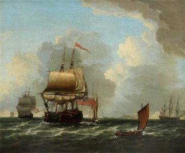 Robert Dodd (1748-1815) - A Commodore Coming in to Anchor - BHC1088 - Royal Museums Greenwich