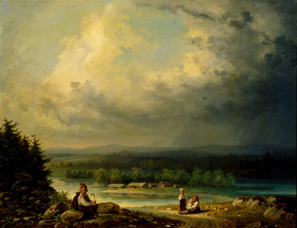 Robert Wilhelm Ekman - Landscape with four Peasant Childen - A I 40 - Finnish National Gallery