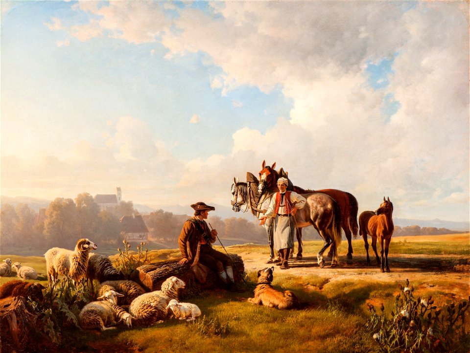 Robert Eberle Ein Landmann mit seinem Schäfer redend
