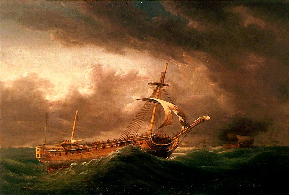 Robert Dodd (1748-1815) - Loss of HMS 'Ramillies', September 1782, Taking to the Boats - BHC2217 - Royal Museums Greenwich