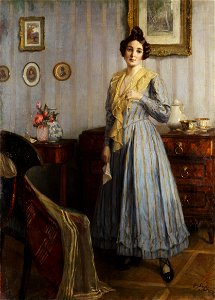 Robert Scheffer Junge Frau im Biedermeier-Interieur 1917