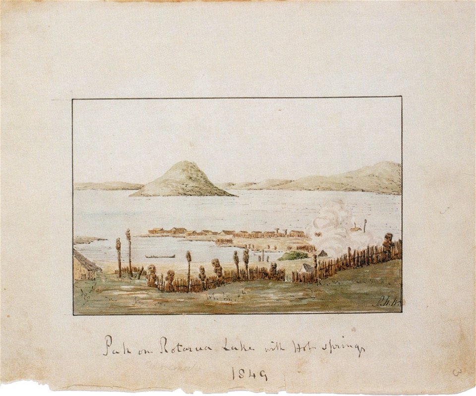 Robert Henry Wynyard - Pah on Rotorua Lake with Hot Springs