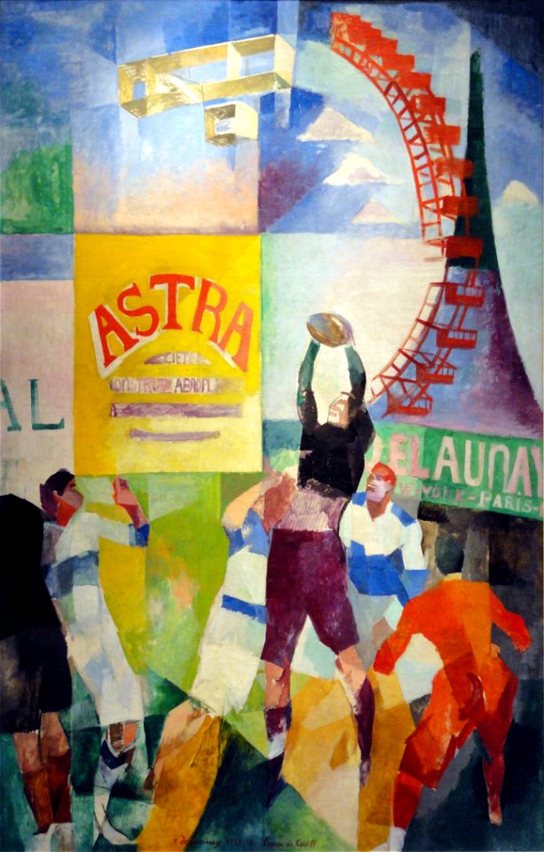 Robert Delaunay, 1913, L'Équipe de Cardiff, oil on canvas, 326 × 208 cm, Musée d'Art Moderne de la ville de Paris