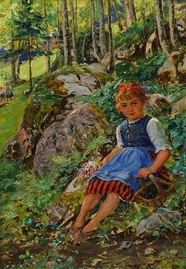 Robert Völcker Sitzendes Mädchen am Waldesrand