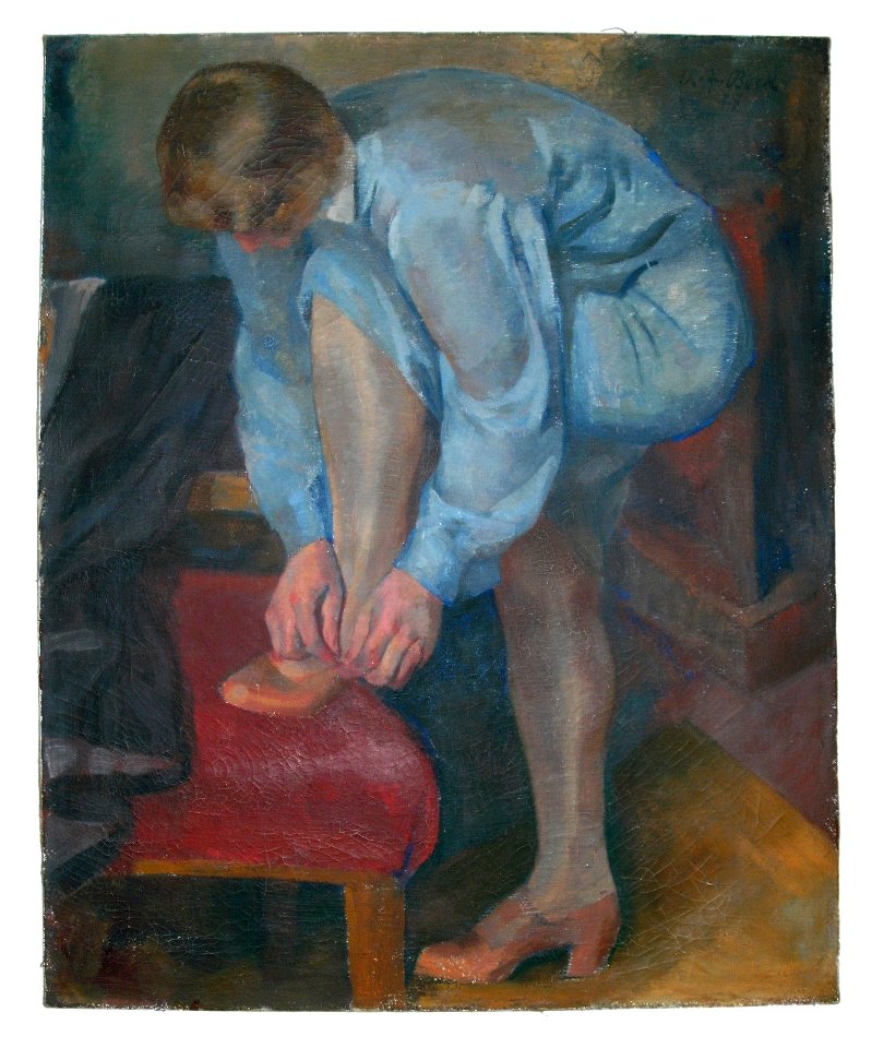 Robert Jakob Bock (1896-1943). Dame in blauem Kleid, 1927
