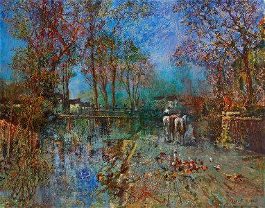 Robert Russ Landschaft mit Pferdegruppe
