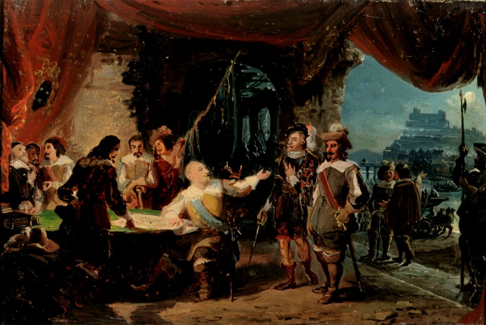 Robert Wilhelm Ekman - Gustav II Adolf and His War Council at Würzburg, sketch - A II 990-13 - Finnish National Gallery