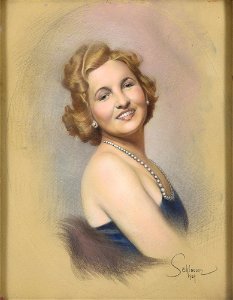 Robert Schlosser Dame mit Perlenkette