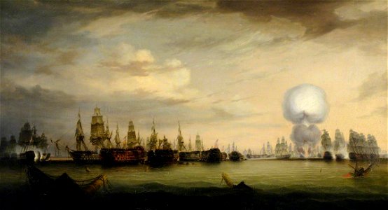 Robert Strickland Thomas (1787-1853) - The Battle of Trafalgar at the Close of Action, 21 October 1805 - 290283 - National Trust