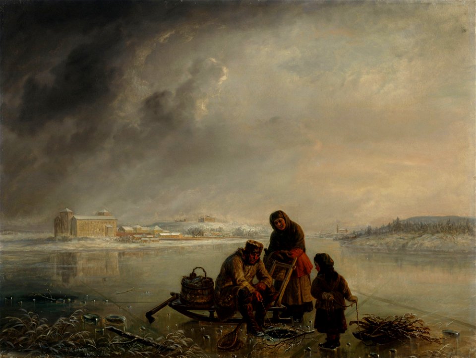Robert Wilhelm Ekman - Winter Fishing in Front of Turku - A II 966 - Finnish National Gallery