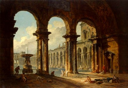 Robert, Hubert - Ancient Ruins Used as Public Baths - 1798. Free illustration for personal and commercial use.