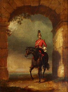 Robert Ker Porter (1777-1842) - An Officer of the Dragoon Guards Mounted on His Charger beneath an Arch - 515547 - National Trust