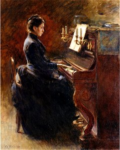 Robinson Girl at Piano. Free illustration for personal and commercial use.