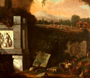 Robert Streater (1621-1679) - Herdsmen with Their Flock and Ruined Monuments - 453803 - National Trust