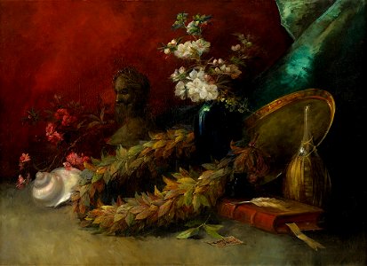 Robert Schmidt Blumenstilleben mit Siegeskranz und Nautilusmuschel 1907