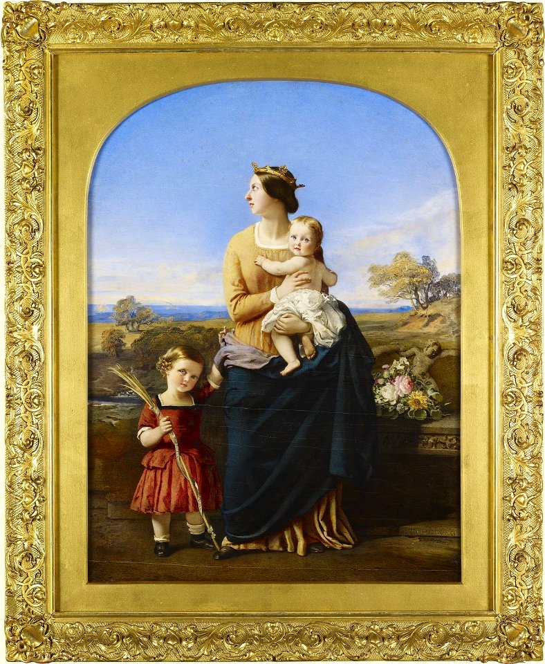 Robert Thorburn (1818-85) - Queen Victoria (1819-1901) with Prince Alfred (1844-1900) and Princess Helena (1846-1923) - RCIN 406891 - Royal Collection