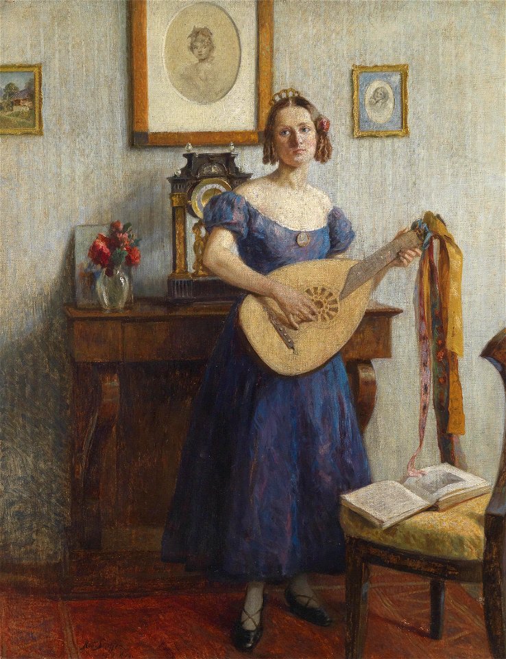 Robert Schäffer Musizierende junge Dame 1919