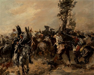 Battle Scene by Theodor Rudolf Rocholl, oil on canvas