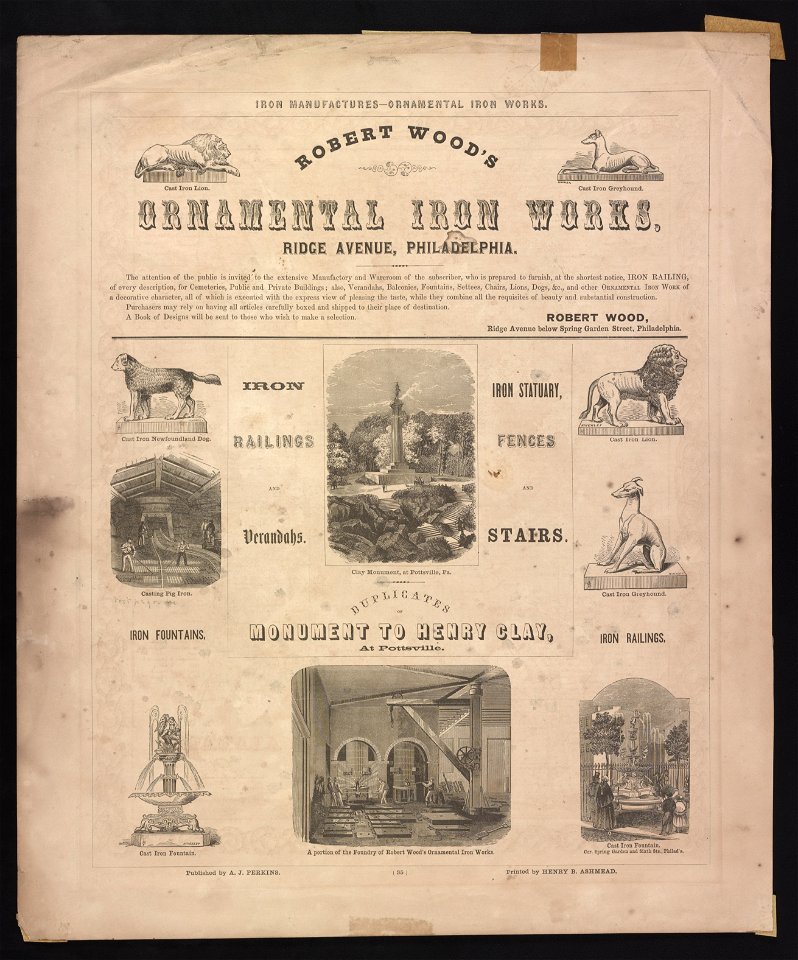 Robert Wood's ornamental iron works, Ridge Avenue, Philadelphia - Hinckley ; printed by Henry B. Ashmead. LCCN2013650031