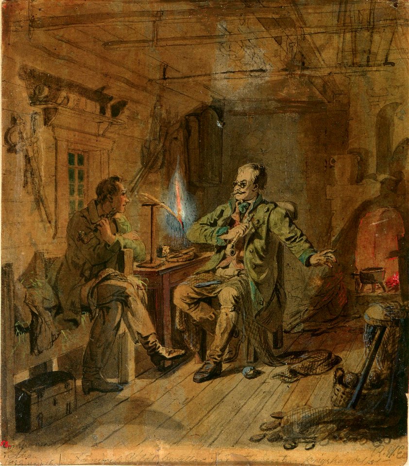 Robert Wilhelm Ekman - Vänrikki Stool ja ylioppilas, luonnos - A I 457-321 - Finnish National Gallery