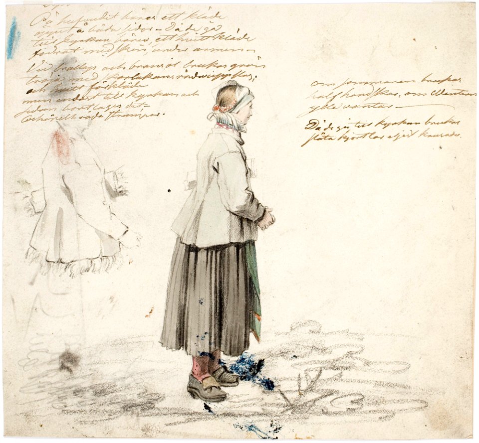 Robert Wilhelm Ekman - Seisova taalalaisnainen sivulta - A I 457-173 - Finnish National Gallery