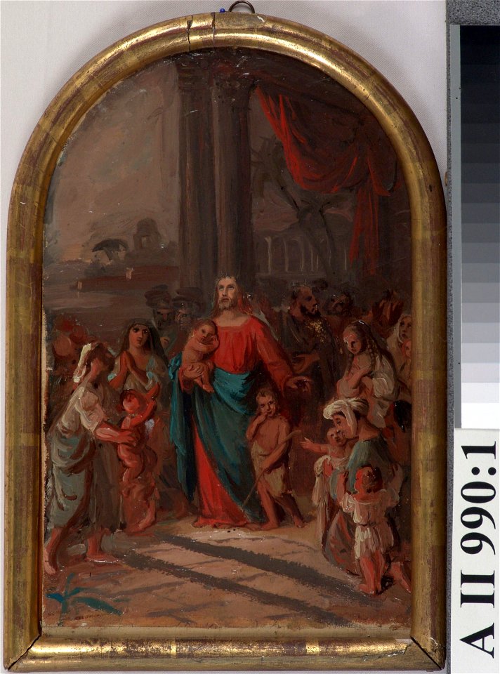 Robert Wilhelm Ekman - Antakaa lasten tulla minun tyköni, luonnos Nikolain kirkkoon tilattua, mutta Helsingin vanhaan kirkkoon sijoitettua alttaritaulua varten - A II 990-1 - Finnish National Gallery
