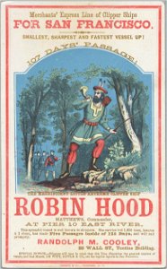 ROBIN HOOD Clipper ship sailing card HN002778aA. Free illustration for personal and commercial use.