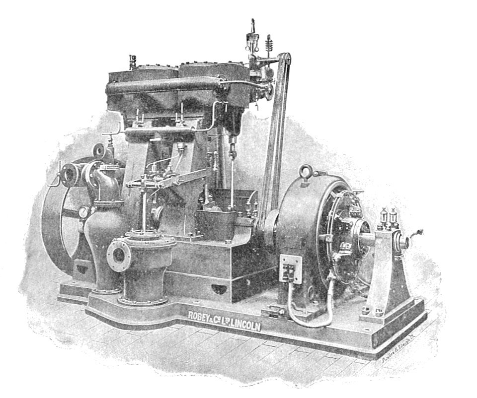 Robey - Westinghouse generating set (Rankin Kennedy, Electrical Installations, Vol III, 1903)