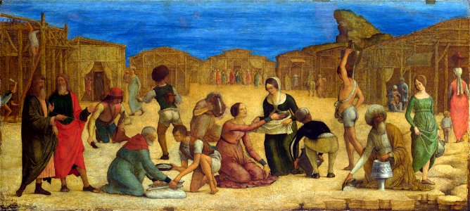 Ercole de' Roberti - The Israelites gathering Manna (National Gallery, London)