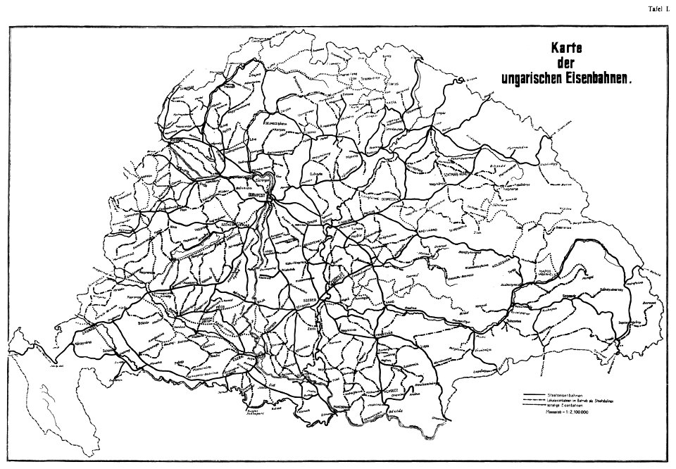 Roell-1912 Karte der Ungarischen Eisenbahnen
