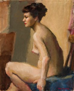Seated Nude by Vera Rockline, oil on canvas