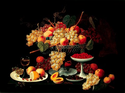 Severin Roesen - Still Life With Fruit (1850). Free illustration for personal and commercial use.