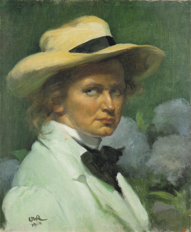 Roederstein 1904 Selbstportrait mit weissem Hut