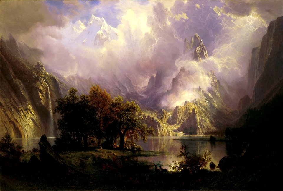 Rocky Mountain Landscape by Albert Bierstadt, 1870. Free illustration for personal and commercial use.