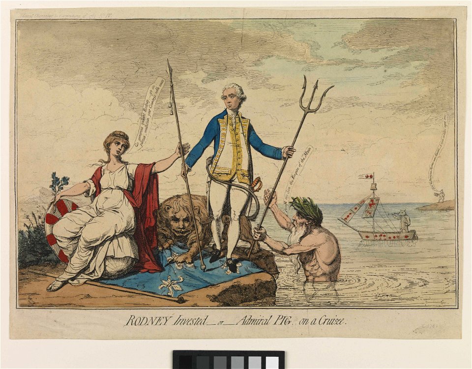 Rodney Invested - or - Admiral Pig - on a Cruize. Political Characters and Caricatures of 1782. No IV RMG PW4156