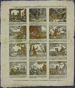 Robinson Crusoë, die eigenlijk Alexander Selkirk heette-Catchpenny print-SMC K 0089